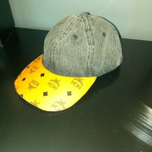 MCM Monogram Print Denim Baseball Cap